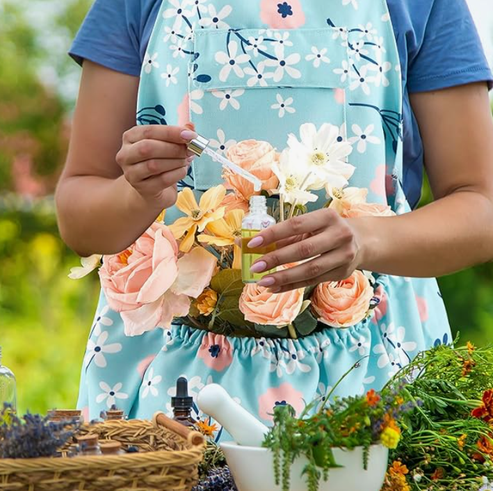 Floral Pinafore Apron with Pockets