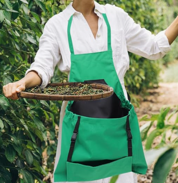 Heavy-Duty Gardening Apron with Quick-Release Harvest Pocket