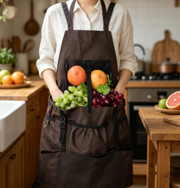 Linen Apron with Pocket, Adjustable Everyday Apron