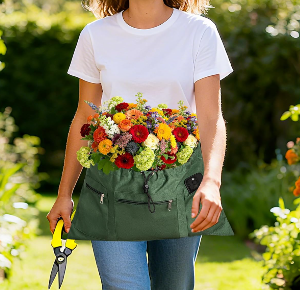 Gardening Apron with Harvest Pouch and Storage Bag