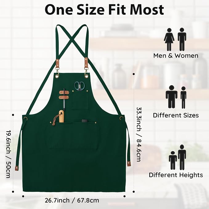 Cross-Back Apron with Pockets, Comfortable Everyday Apron - Image 2