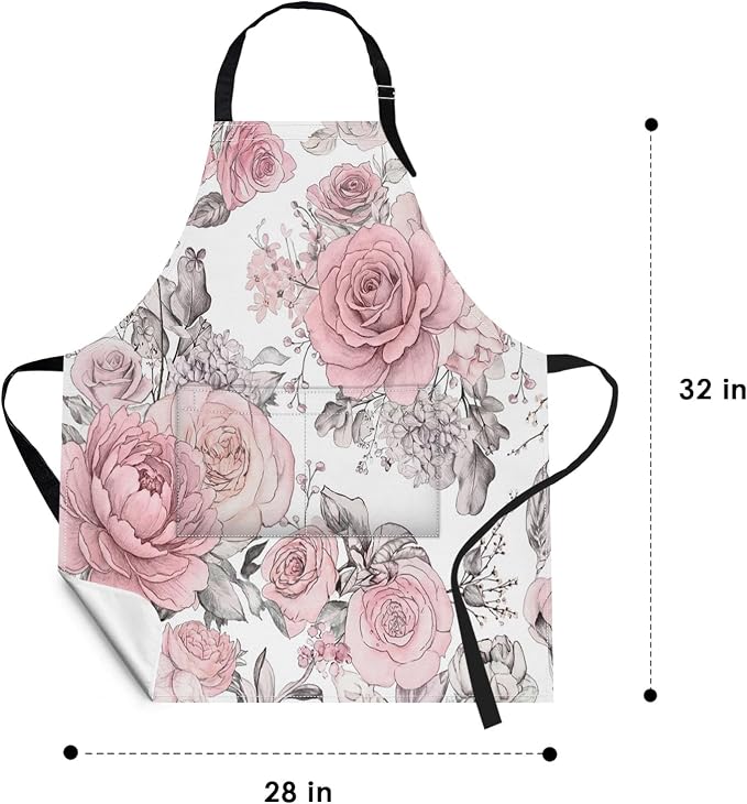 Floral Apron with Pocket, Adjustable Everyday Apron - Image 2