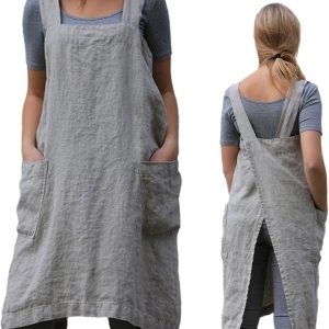 Cross-Back Apron with Pockets for Gardening and Crafts