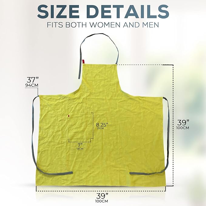 Linen Art Apron with Adjustable Strap and Towel Loop - Image 2