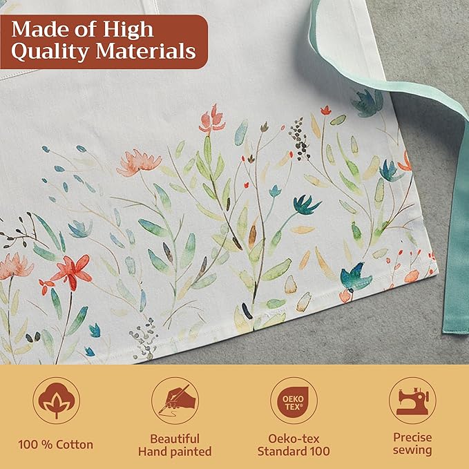 Floral Waterproof Apron with Pocket - Image 2