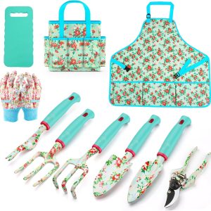 Garden Tool Set with Tote Bag, Apron and Gloves